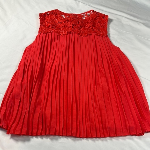 Ted Baker Red Sleeveless Bib Collar Blouse - Picture 9 of 11